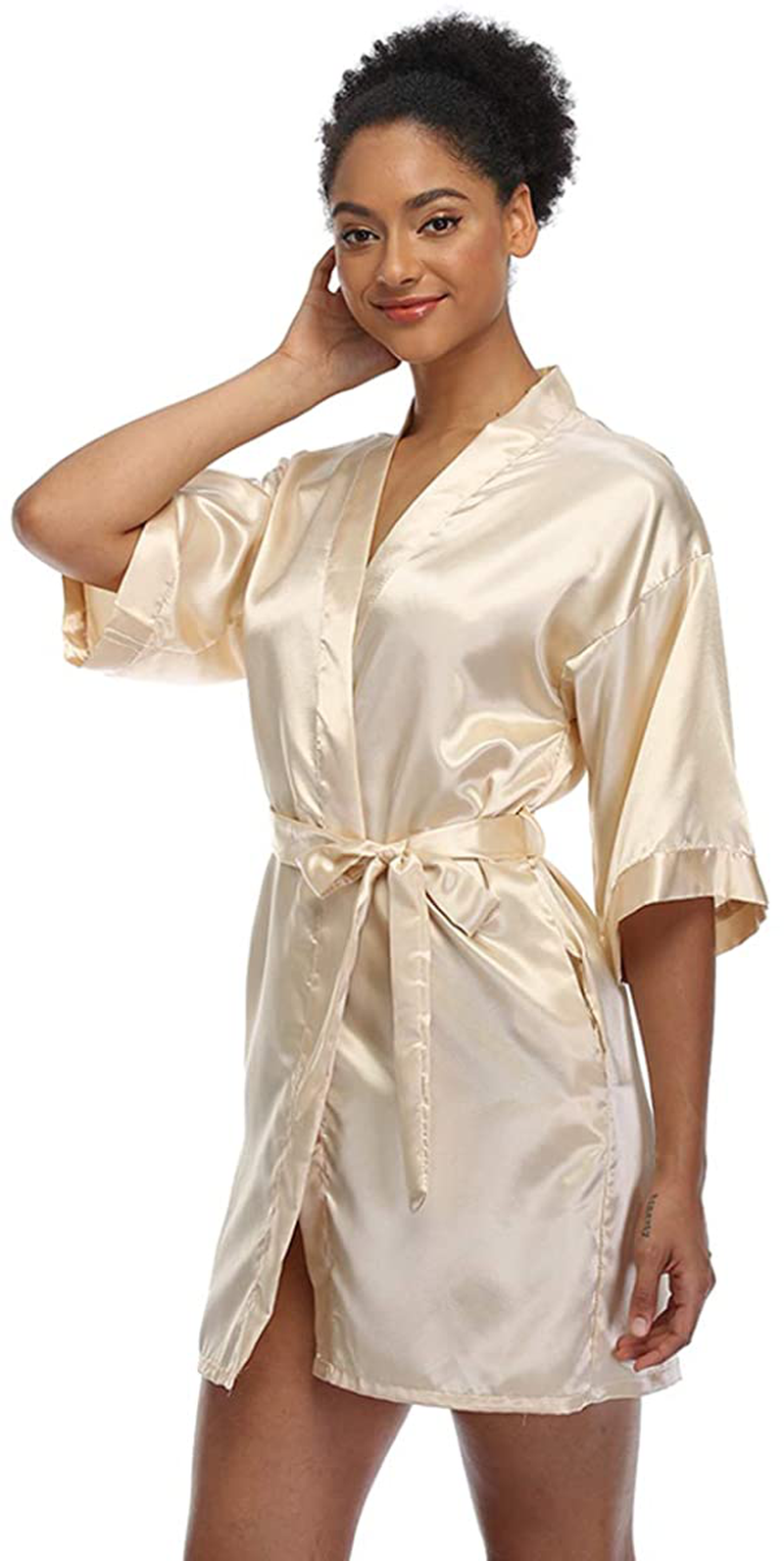 Short Silky Robe for Women Bridal Lightweight Sleepwear Satin Kimono Bathrobe Apparel & Accessories > Clothing > Sleepwear & Loungewear > Robes Ferrendo   