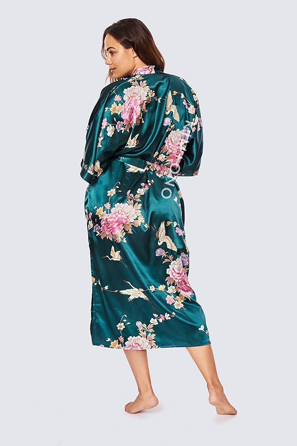 KIM+ONO plus Size Women'S Satin Kimono Robe Long - Floral Apparel & Accessories > Clothing > Sleepwear & Loungewear > Robes KIM+ONO   