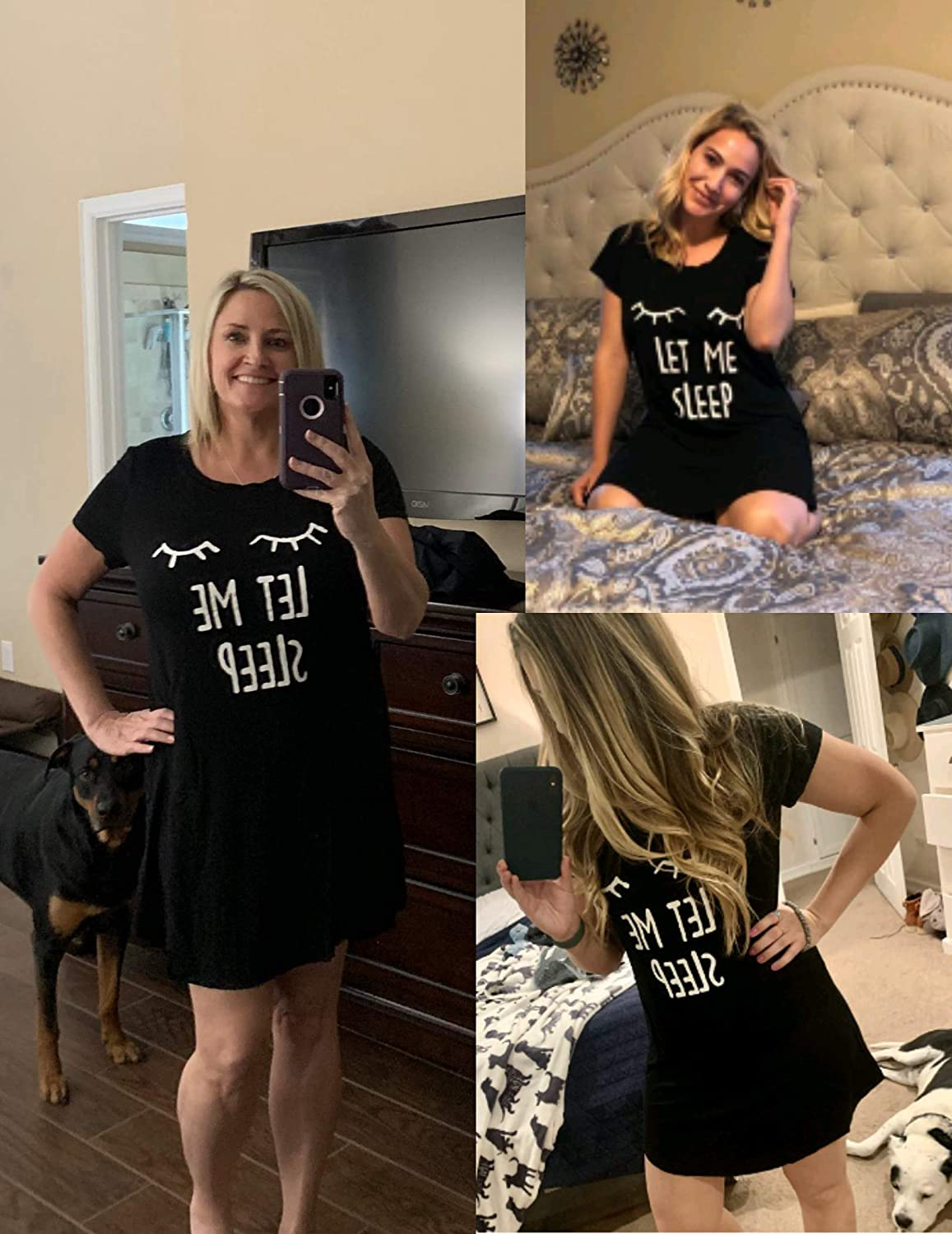 Hotouch Night Shirts Womens Nightgowns Cute round Neck Short Sleeve Printed Sleep Shirts Soft Sleepwear XS-XXL Apparel & Accessories > Clothing > Sleepwear & Loungewear > Nightgowns Kylie Max   