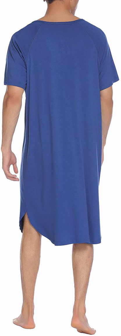 Ekouaer Sleepwear Men'S Nightshirt Short Sleeve Pajamas Comfy Big & Tall Henley Sleep Shirt M-XXXL Apparel & Accessories > Clothing > Sleepwear & Loungewear > Nightgowns Kylie Max   