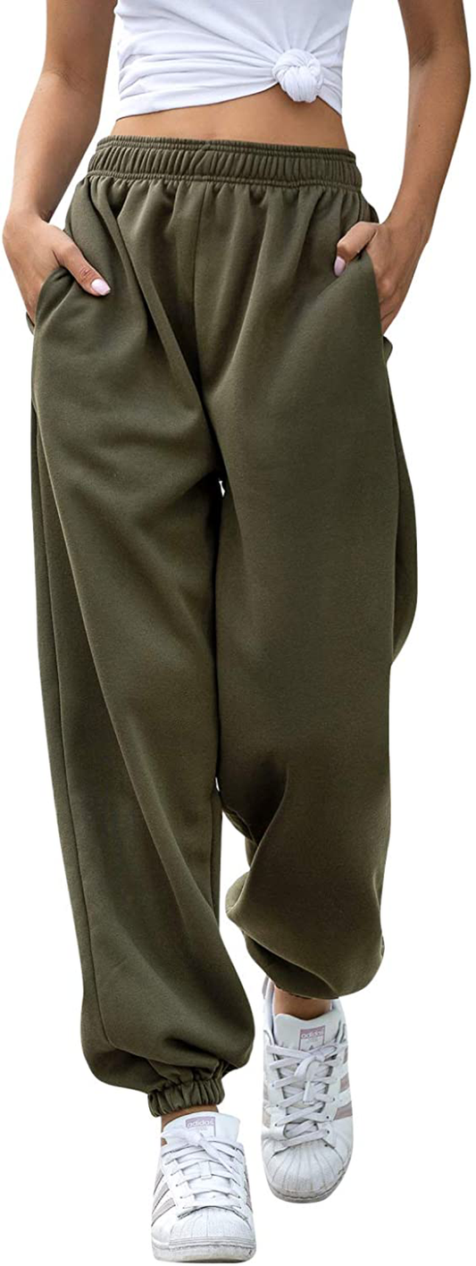 Women'S Cinch Bottom Sweatpants Pockets High Waist Sporty Gym Athletic Fit Jogger Pants Lounge Trousers Apparel & Accessories > Clothing > Activewear Kylie Max   