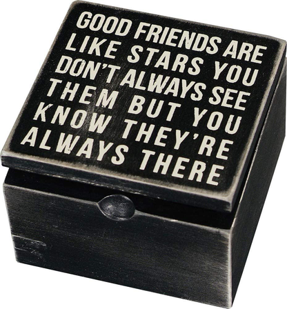 Primitives by Kathy 18192 Classic Hinged Wood Box, 4 x 4 x 2.75-Inches, Good Friends Are Like Stars Arts & Entertainment > Party & Celebration > Gift Giving Primitives by Kathy   