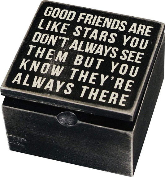 Primitives by Kathy 18192 Classic Hinged Wood Box, 4 x 4 x 2.75-Inches, Good Friends Are Like Stars Arts & Entertainment > Party & Celebration > Gift Giving Primitives by Kathy   