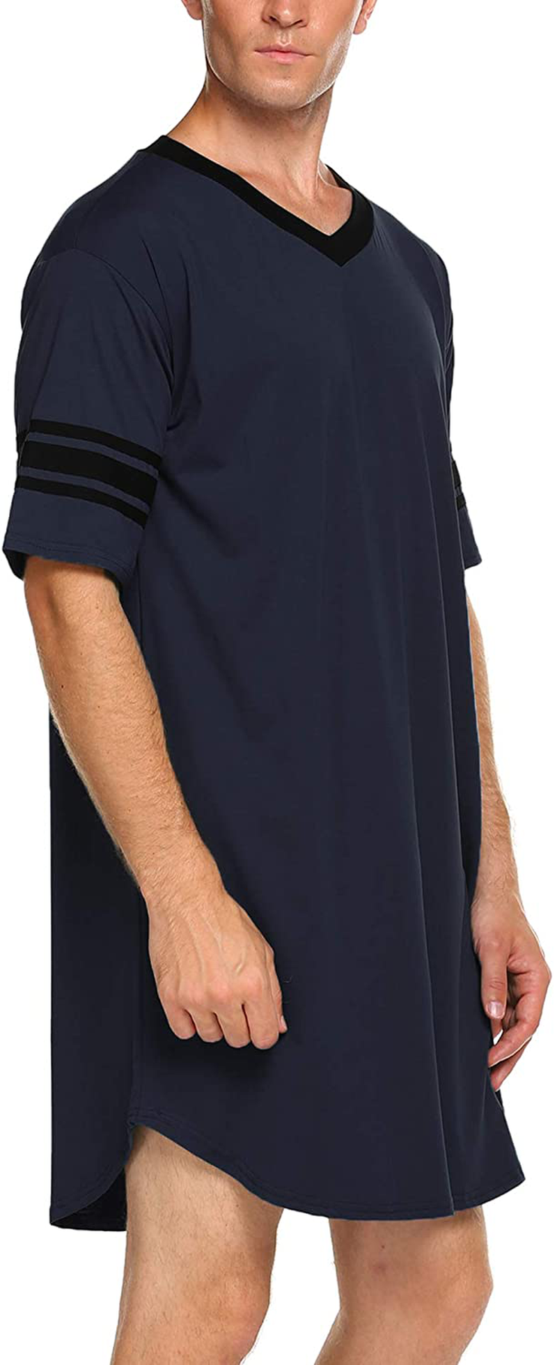 Ekouaer Men'S Nightshirt, Cotton Nightwear Comfy Big&Tall V Neck Short Sleeve Soft Loose Pajama Sleep Shirt Apparel & Accessories > Clothing > Sleepwear & Loungewear > Nightgowns Kylie Max   