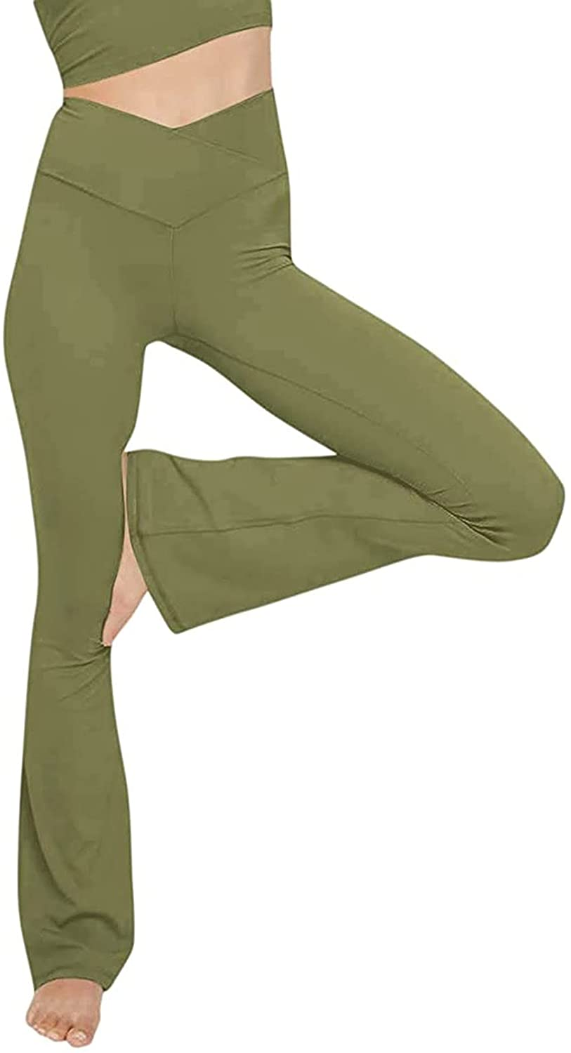 Burband Womens Bootcut Yoga Pants Tummy Control Non See through High Waisted Lounge Pants Bootleg Work Pants Dress Pants Apparel & Accessories > Clothing > Underwear & Socks > Shapewear Burband Green Small 