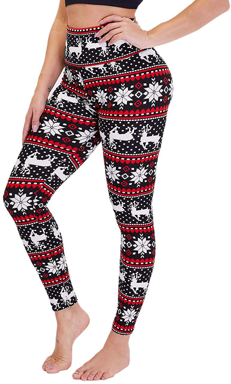 Gayhay High Waisted Leggings for Women - Soft Opaque Slim Tummy Control Printed Pants for Running Cycling Yoga Apparel & Accessories > Clothing > Activewear GAYHAY Christmas Black Small-Medium 