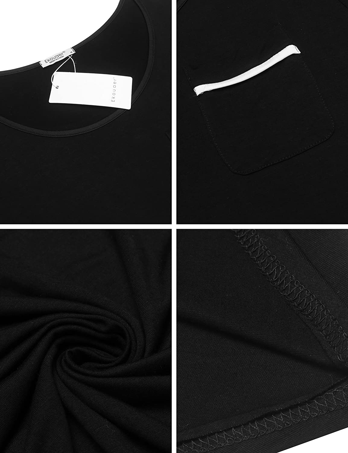 Ekouaer Women’S Sleepshirt 3/4 Sleeves Nightgown Sexy Nightshirts Boyfriend Sleepwear S-XXL Apparel & Accessories > Clothing > Sleepwear & Loungewear > Nightgowns Kylie Max   