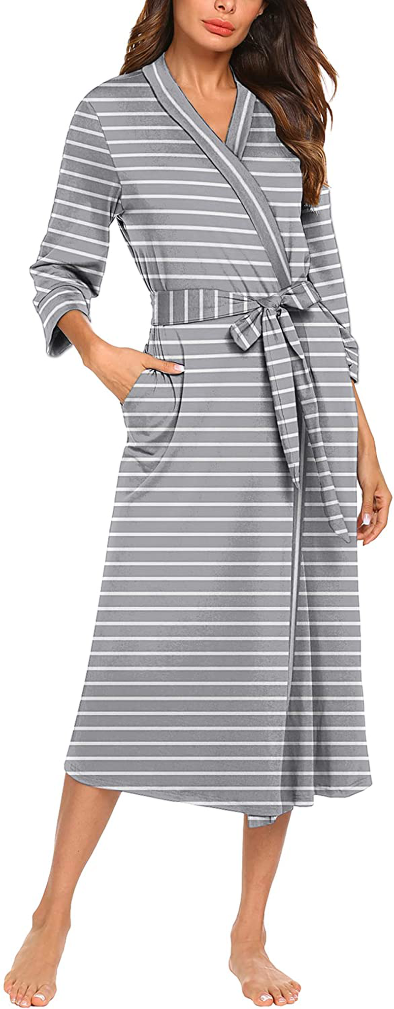 MAXMODA Women Kimono Robes Long Knit Bathrobe Soft Robe Casual Ladies Loungewear S-3XL Apparel & Accessories > Clothing > Sleepwear & Loungewear > Robes MAXMODA   