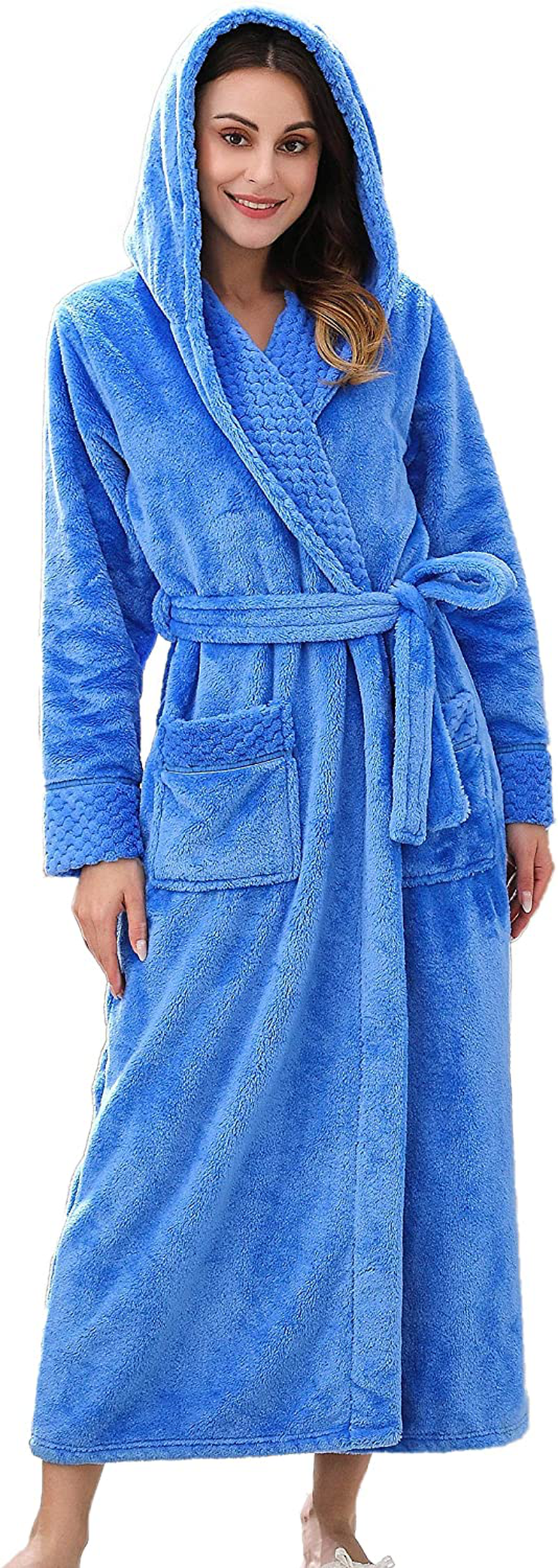 Richie House Women'S Plush Soft Warm Fleece Bathrobe Robe RH1591 Apparel & Accessories > Clothing > Sleepwear & Loungewear > Robes Richie House Blue(rhwn2233) Medium 