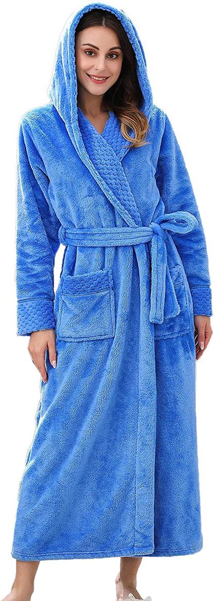 Richie House Women'S Plush Soft Warm Fleece Bathrobe Robe RH1591 Apparel & Accessories > Clothing > Sleepwear & Loungewear > Robes Richie House Blue(rhwn2233) Medium 