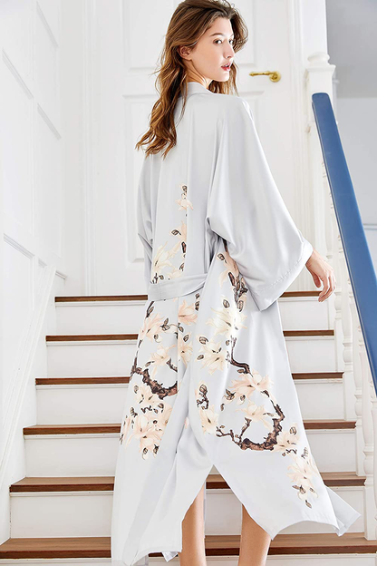 BABEYOND Kimono Robe Cover up Long Floral Satin Sleepwear Silky Bathrobe Bachelorette Robe Apparel & Accessories > Clothing > Sleepwear & Loungewear > Robes Kylie Max   