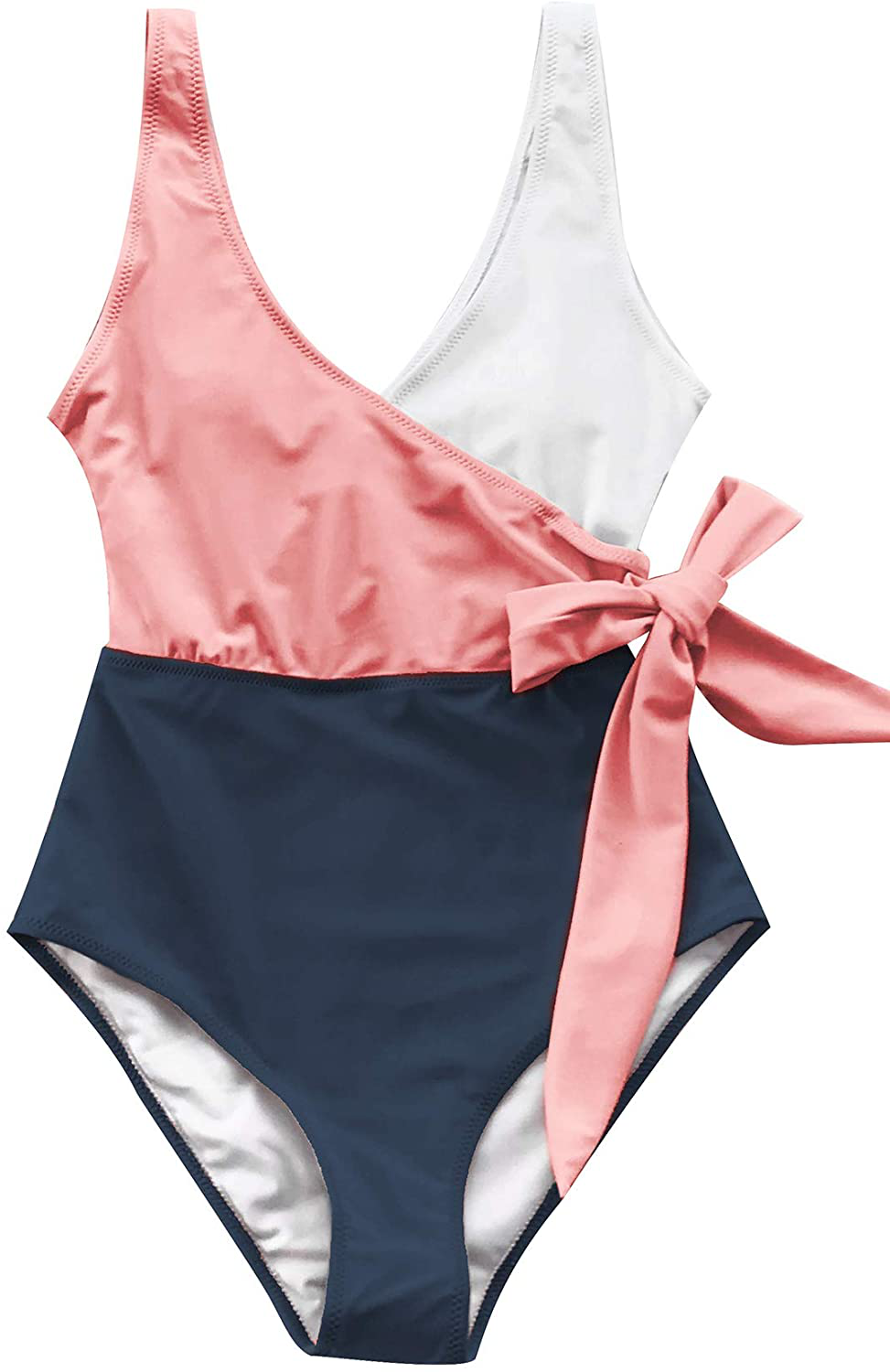 CUPSHE Women'S One Piece Swimsuit Wrap Color Block Tie Side Bathing Suit Apparel & Accessories > Clothing > Swimwear Kylie Max   