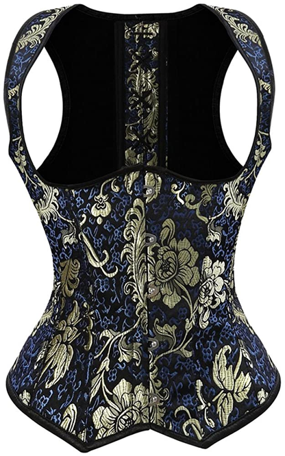 Frawirshau Women'S Gothic Steampunk Corset Bustier Waist Cincher Underbust Corset Vest Tank Top Apparel & Accessories > Clothing > Underwear & Socks > Lingerie frawirshau Blue-2005 4X-Large 