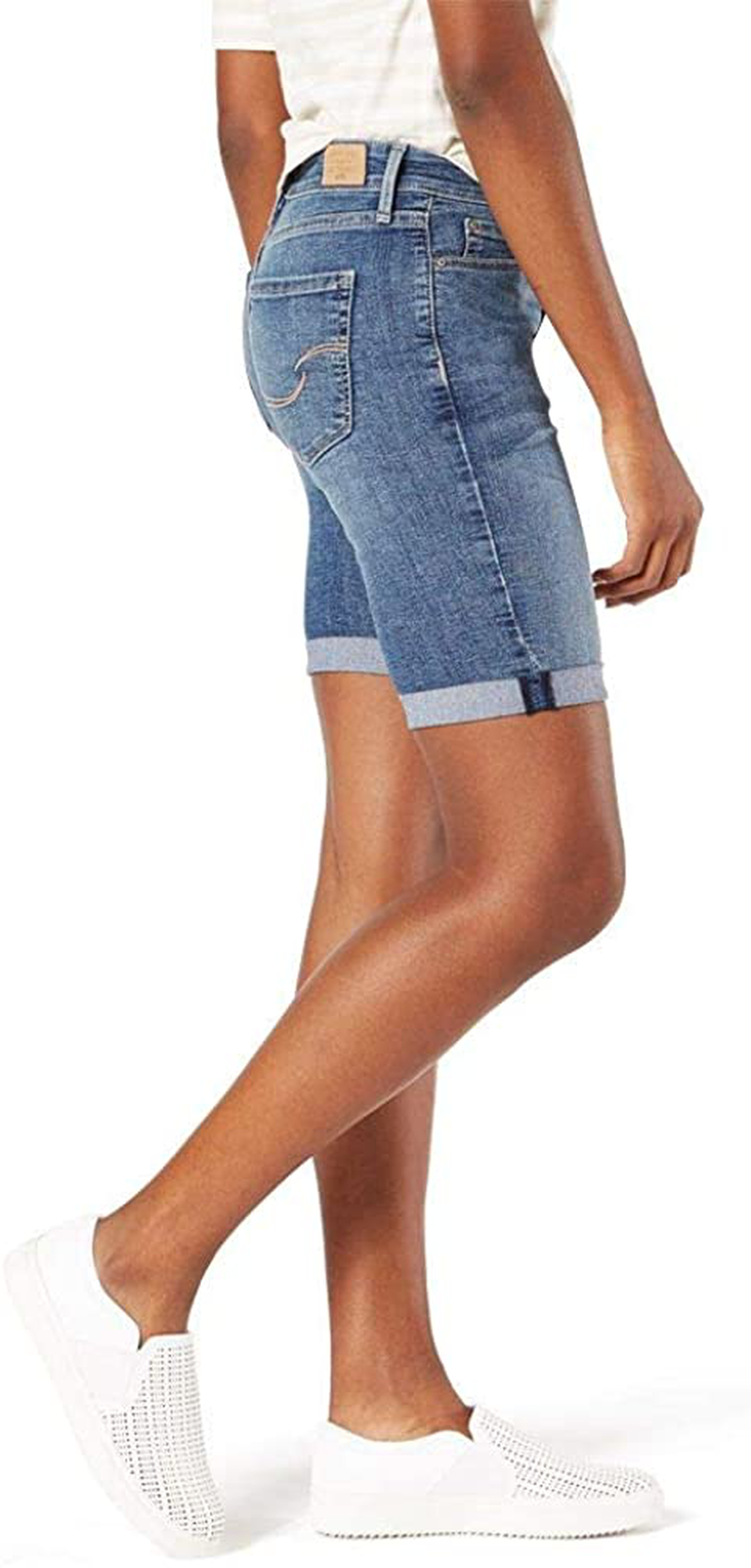 Signature by Levi Strauss & Co. Gold Label Women'S Mid-Rise Bermuda Shorts (Standard and Plus) Apparel & Accessories > Clothing > Shorts Kylie Max   