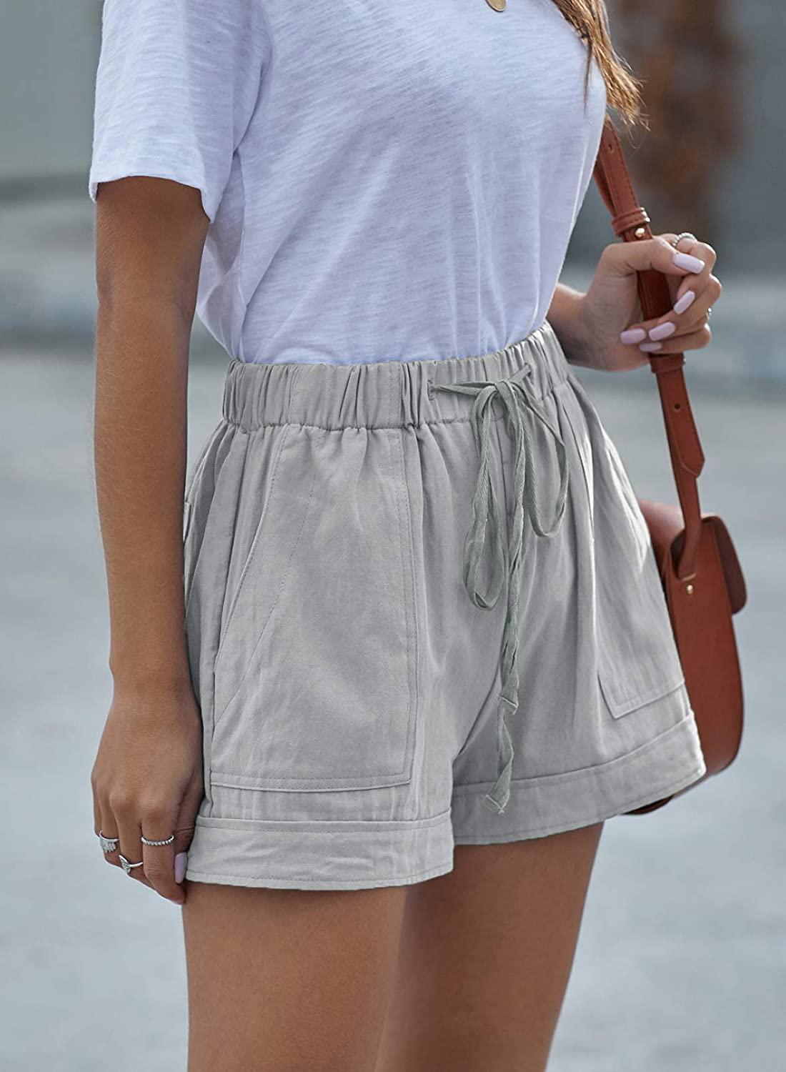 Dokotoo Womens Comfy Drawstring Casual Elastic Waist Pocketed Shorts Apparel & Accessories > Clothing > Shorts Kylie Max   
