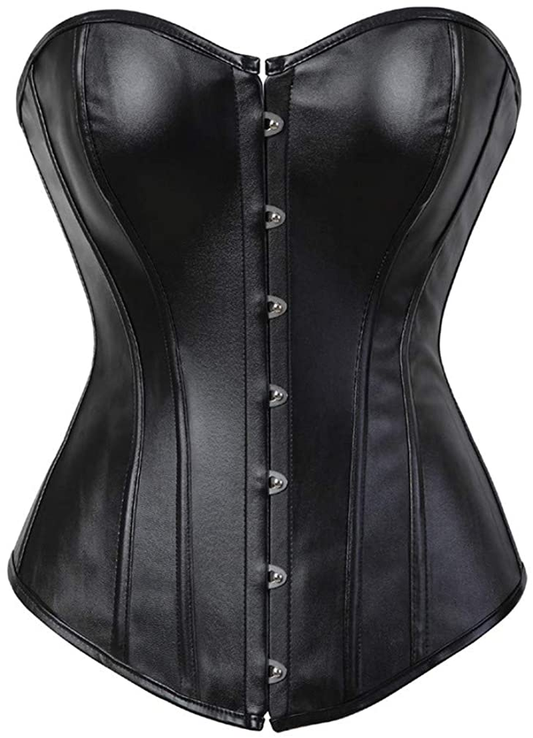 Frawirshau Faux Leather Corsets for Women Sexy Lace up Boned Overbust Corset Bustier Lingerie Top Apparel & Accessories > Clothing > Underwear & Socks > Lingerie frawirshau Black 3X-Large 