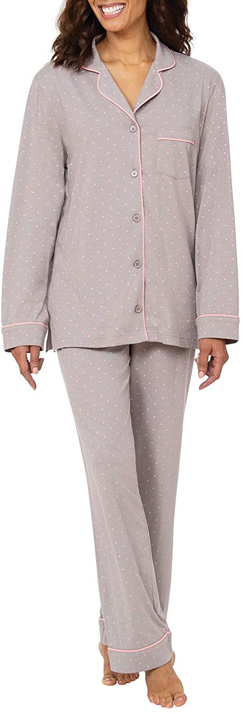 PajamaGram Pajama Set for Women - Cotton Jersey Pajamas Women Apparel & Accessories > Clothing > Sleepwear & Loungewear > Pajamas PajamaGram Gray X-Small 
