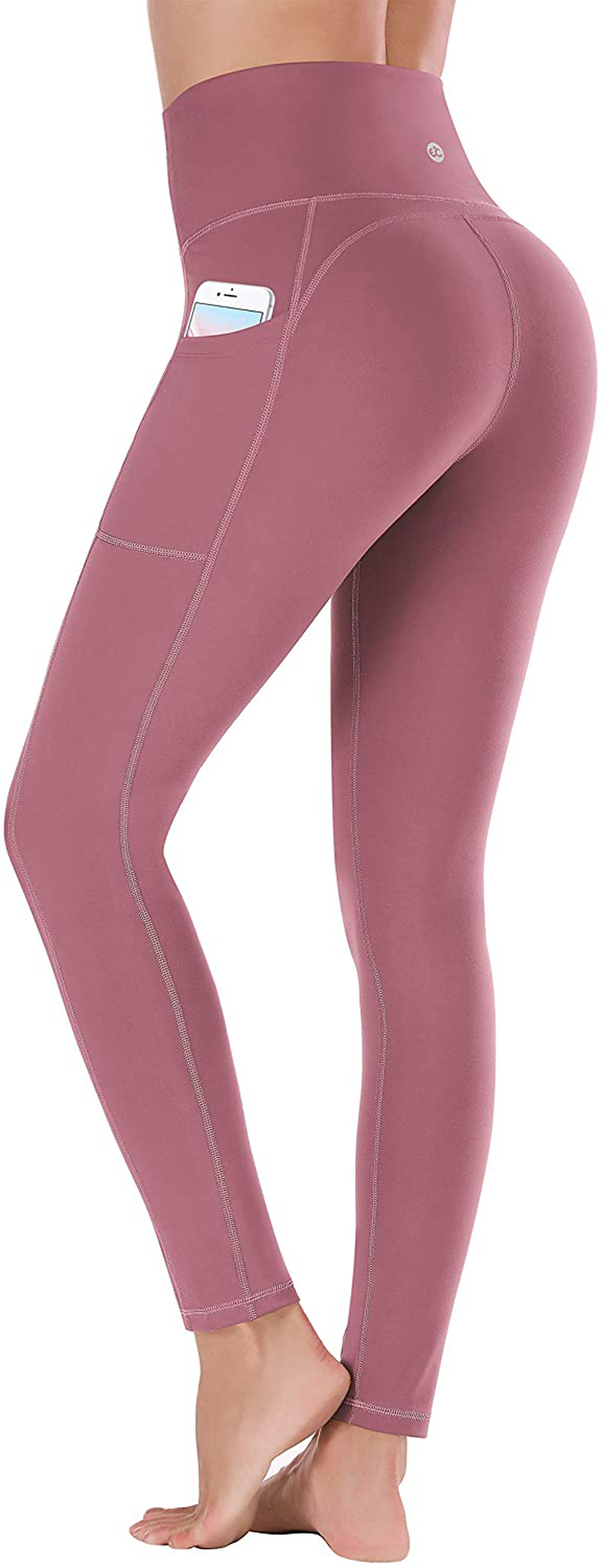 Ewedoos Women's Yoga Pants with Pockets - Leggings with Pockets, High Waist Tummy Control Non See-Through Workout Pants Apparel & Accessories > Clothing > Activewear Ewedoos Palevioletred Small 