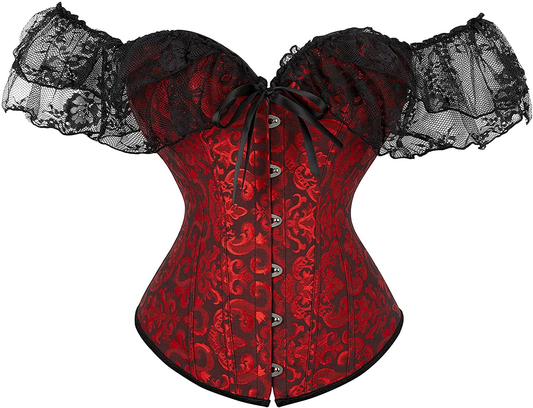 Corset Top for Women Sexy Strappy Bustier Faux Leather Overbust Waist Cincher Lace up Shapewear Top Summer Outwear Top Apparel & Accessories > Clothing > Underwear & Socks > Lingerie DCD B Dark Red XX-Large 
