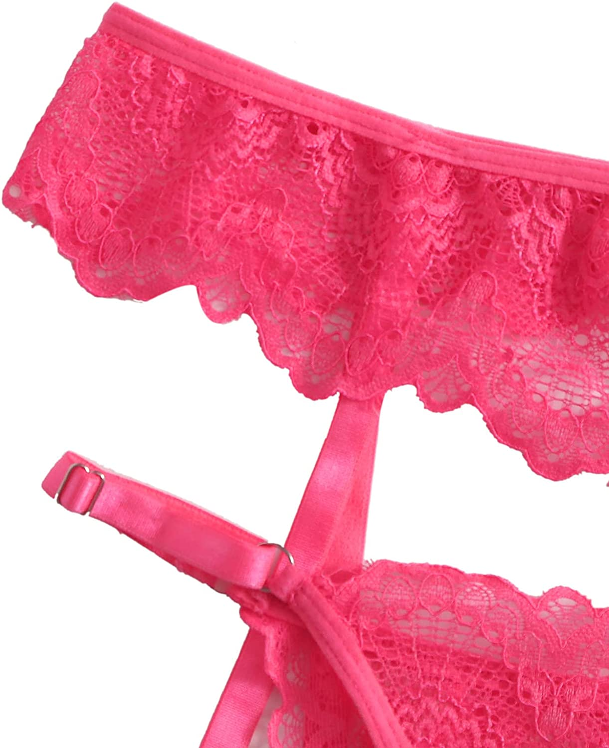 Shein Women'S 3 Piece Floral Lace Lingerie Set with Garter Belts Sexy Bra and Panty Apparel & Accessories > Clothing > Underwear & Socks > Lingerie SheIn   