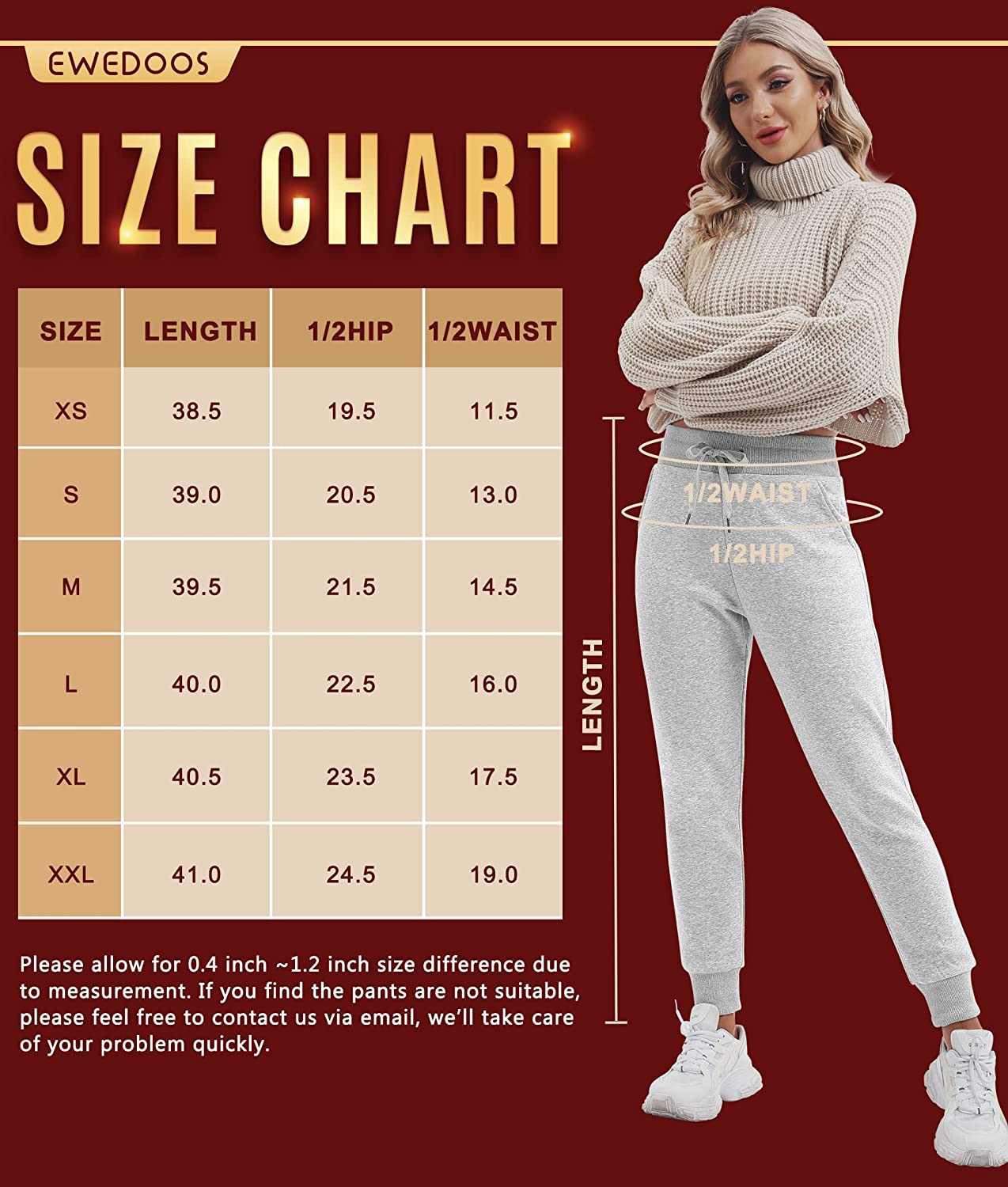 Ewedoos Fleece Sweatpants for Women with Pockets - Fleece Lined Joggers for Women Winter Pants Womens Sweatpants with Pockets Apparel & Accessories > Clothing > Activewear Kylie Max   