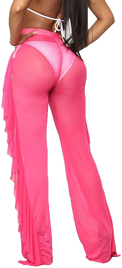 Willow Dance Women'S Perspective Sheer Mesh Ruffle Pants Swimsuit Bikini Bottom Cover up Pants Apparel & Accessories > Clothing > Swimwear Kylie Max   