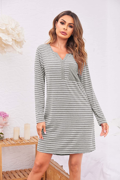 Ekouaer Women'S Nightshirt Long Sleeve Button down Nightgown V-Neck Sleepwear Short Sleeve Pajama Dress Apparel & Accessories > Clothing > Sleepwear & Loungewear > Nightgowns Kylie Max   
