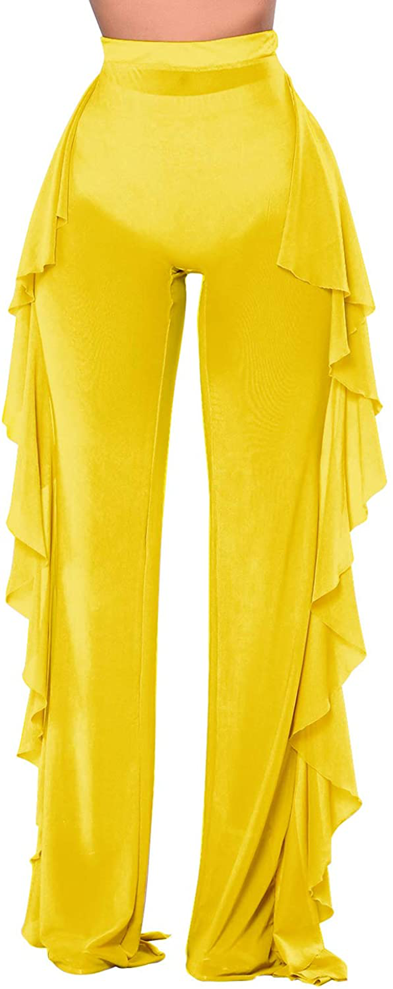 COCOLEGGINGS Women'S Sheer Mesh Ruffle Pants Swimsuit Bikini Bottom Cover Ups Apparel & Accessories > Clothing > Swimwear Kylie Max   