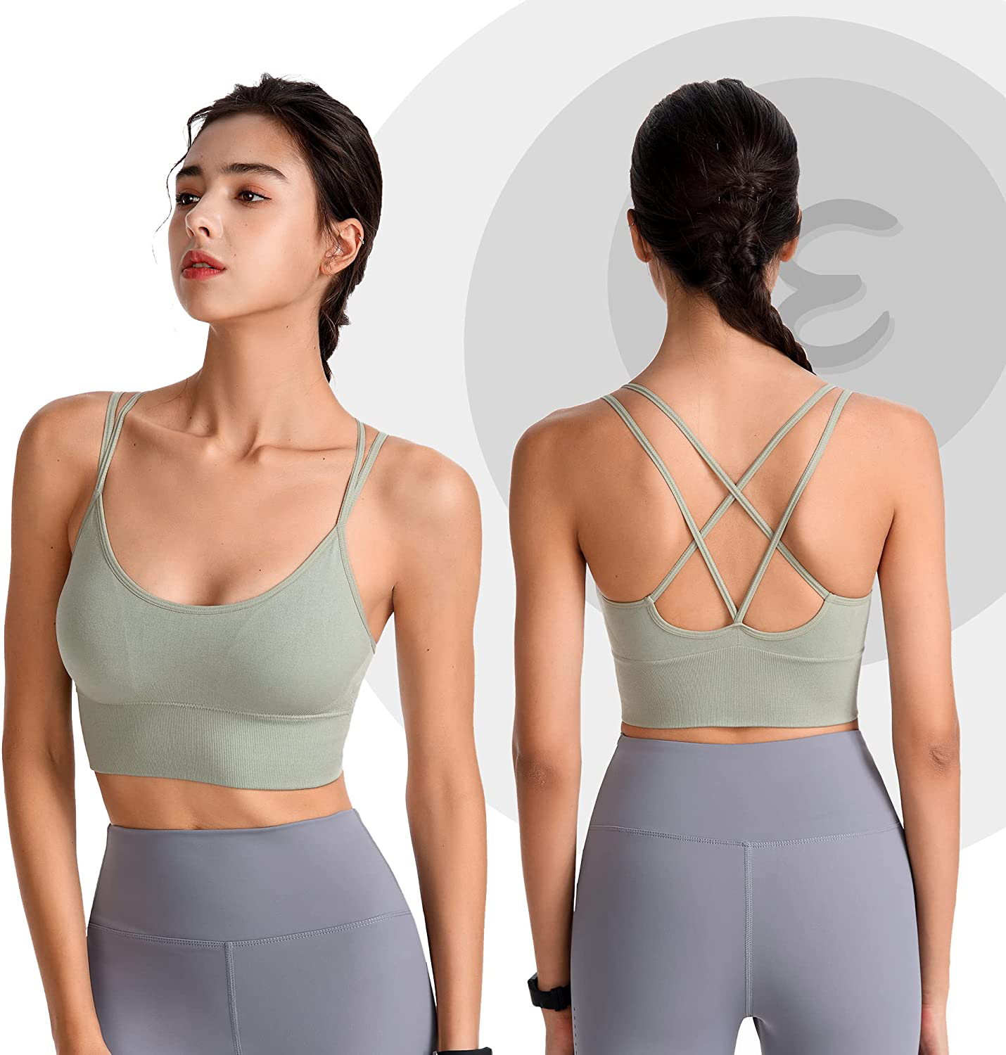 Evercute Cross Back Sport Bras Padded Strappy Criss Cross Cropped Bras for Yoga Workout Fitness Low Impact Apparel & Accessories > Clothing > Underwear & Socks > Bras Kylie Max   