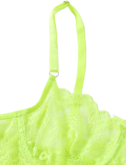 Shein Women'S 3 Piece Floral Lace Lingerie Set with Garter Belts Sexy Bra and Panty Apparel & Accessories > Clothing > Underwear & Socks > Lingerie SheIn   