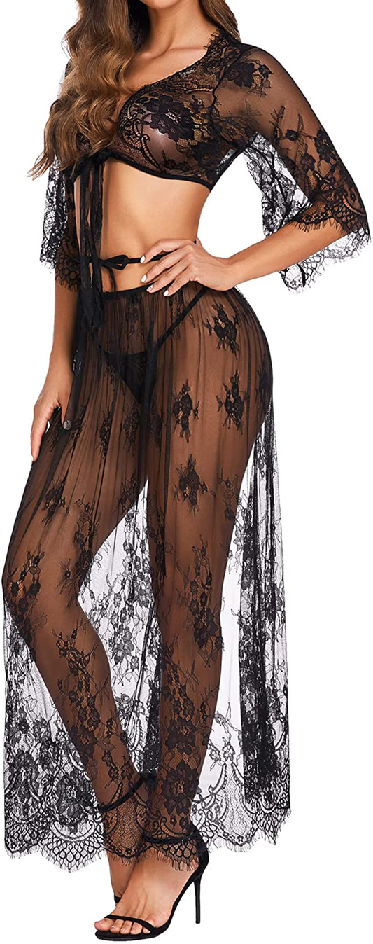 Avidlove Lingerie Set for Women Lace Babydoll Sexy Chemise See through Lingerie with Long Skirt Apparel & Accessories > Clothing > Underwear & Socks > Lingerie Kylie Max   