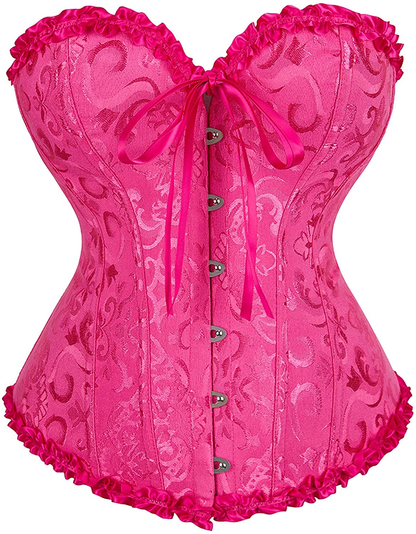 Women Lace up Back Sexy Floral Corset for Women Lingerie Bustier Top plus Size Apparel & Accessories > Clothing > Underwear & Socks > Lingerie Zhitunemi Rose X-Large 