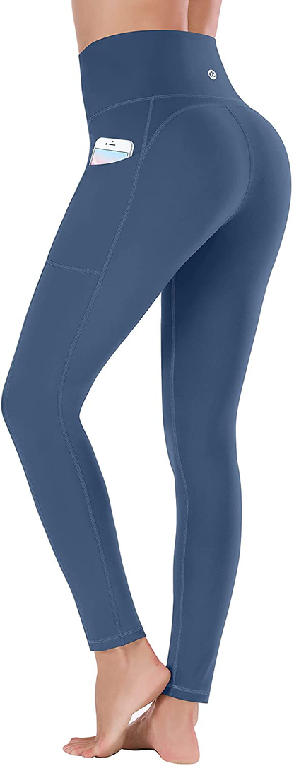 Ewedoos Women's Yoga Pants with Pockets - Leggings with Pockets, High Waist Tummy Control Non See-Through Workout Pants Apparel & Accessories > Clothing > Activewear Ewedoos Indigo Large 