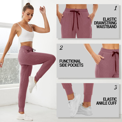 QGGQDD 2 Pack Joggers for Women - Sweatpants with Pockets Yoga Lounge Black Workout Pants Apparel & Accessories > Clothing > Activewear Kylie Max   