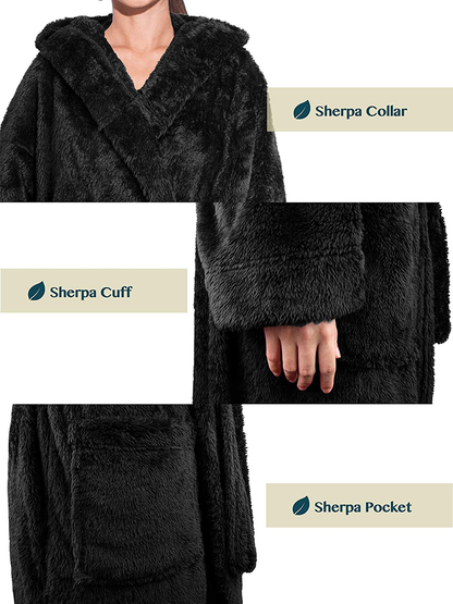 PAVILIA Women Hooded Plush Soft Robe | Fluffy Warm Fleece Sherpa Shaggy Bathrobe Apparel & Accessories > Clothing > Sleepwear & Loungewear > Robes Kylie Max   