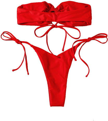 SOLY HUX Women's Floral Print Tie Front Bikini Bathing Suit 2 Piece Swimsuits Apparel & Accessories > Clothing > Swimwear KYLIE MAX   