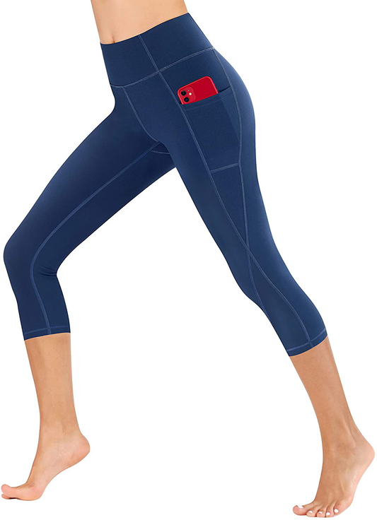 Heathyoga Yoga Pants for Women with Pockets High Waisted Leggings with Pockets for Women Workout Leggings for Women Apparel & Accessories > Clothing > Activewear Heathyoga Capris Darkblue Medium 