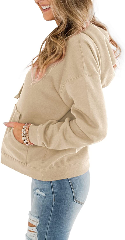 ORANDESIGNE Women’S Casual Hoodies Long Sleeve Pullover Tops Loose Lightweight Sweatshirt with Pocket Apparel & Accessories > Clothing > Activewear Kylie Max   