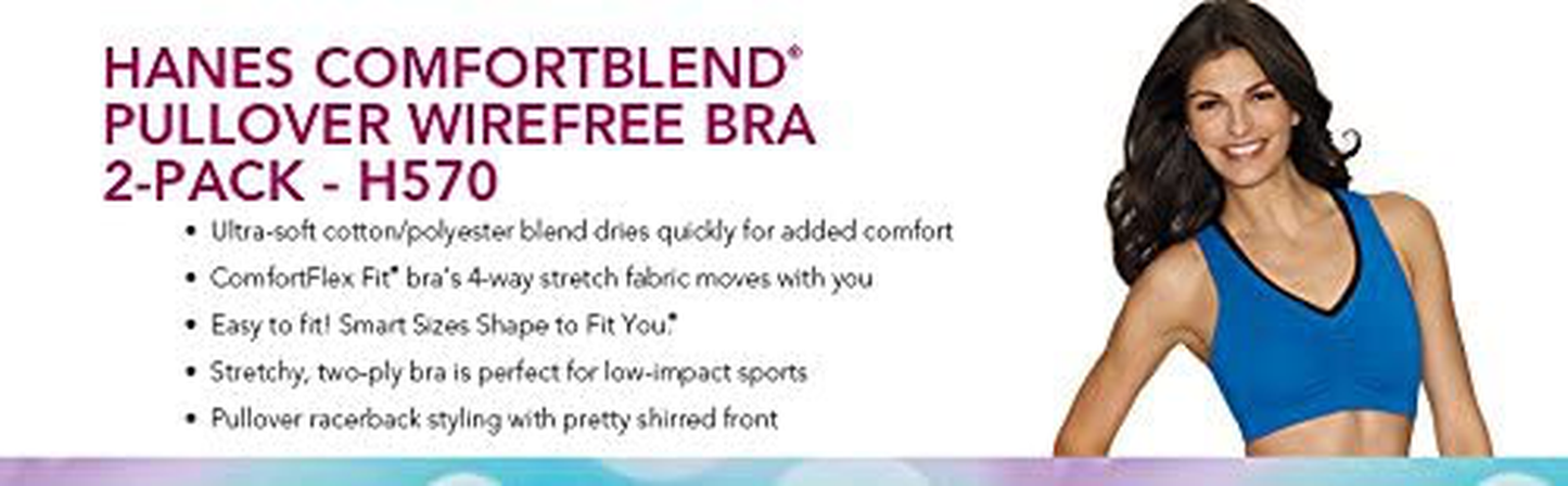 Hanes Women'S X-Temp Comfortflex Fit Pullover Bra MHH570 2-Pack Apparel & Accessories > Clothing > Underwear & Socks > Bras Kylie Max   