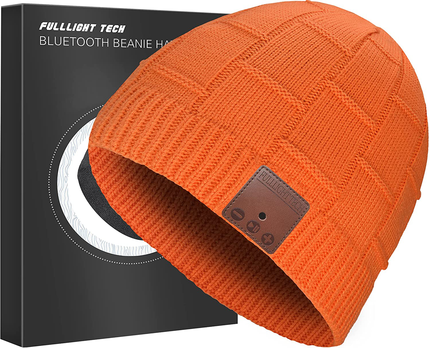 Upgraded Bluetooth Beanie Hat with Headphones Unique Tech Gifts Arts & Entertainment > Party & Celebration > Gift Giving FULLLIGHT TECH Bright Orange Medium 