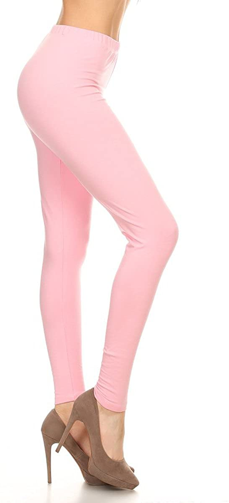 Leggings Depot Cotton Women'S Premium Quality Ultra Soft Solid Leggings Apparel & Accessories > Clothing > Underwear & Socks > Shapewear LEGGINGS DEPOT Cotton-pink Large 