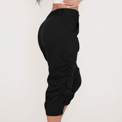 Burband Womens Jersey Capris Cargo Sweatpants Drawstring Waist Cropped Jogger Athletic Sports Gym Pants with Side Pockets Apparel & Accessories > Clothing > Underwear & Socks > Shapewear Burband   