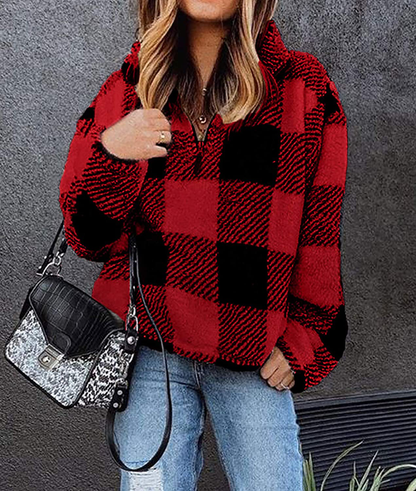 BTFBM Women Sherpa Pullover Quarter Zip Long Sleeve Fluffy Soft Fleece Jackets Sweaters Sweatshirts Hoodies Outwear Coat Apparel & Accessories > Clothing > Activewear Kylie Max   