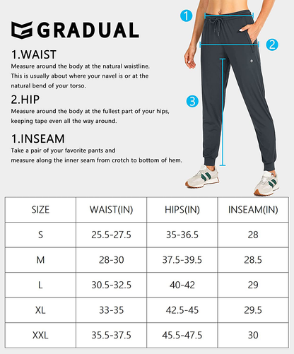 G Gradual Women'S Joggers Pants with Zipper Pockets Tapered Running Sweatpants for Women Lounge, Jogging Apparel & Accessories > Clothing > Activewear Kylie Max   