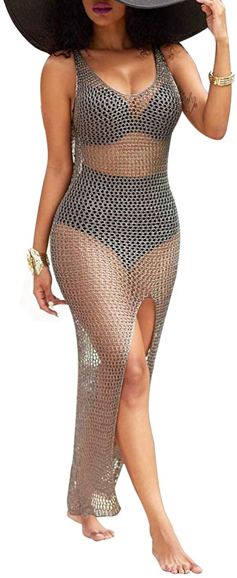 Sexycherry Women'S Sexy Swimsuit Cover Ups Casual See through Sheer Long Maxi Dresses for Swimwear Apparel & Accessories > Clothing > Swimwear Kylie Max   