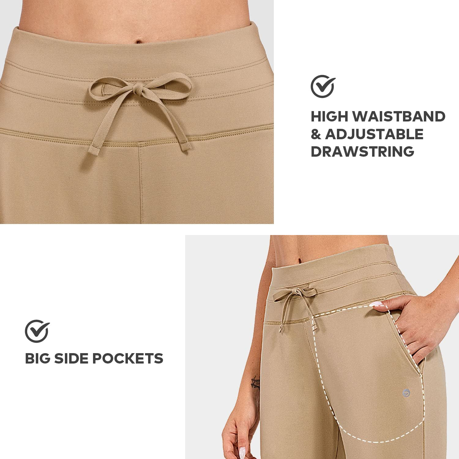 BALEAF Women'S Fleece Lined Pants Water Resistant Sweatpants High Waisted Thermal Joggers Winter Running Hiking Pockets Apparel & Accessories > Clothing > Activewear Kylie Max   