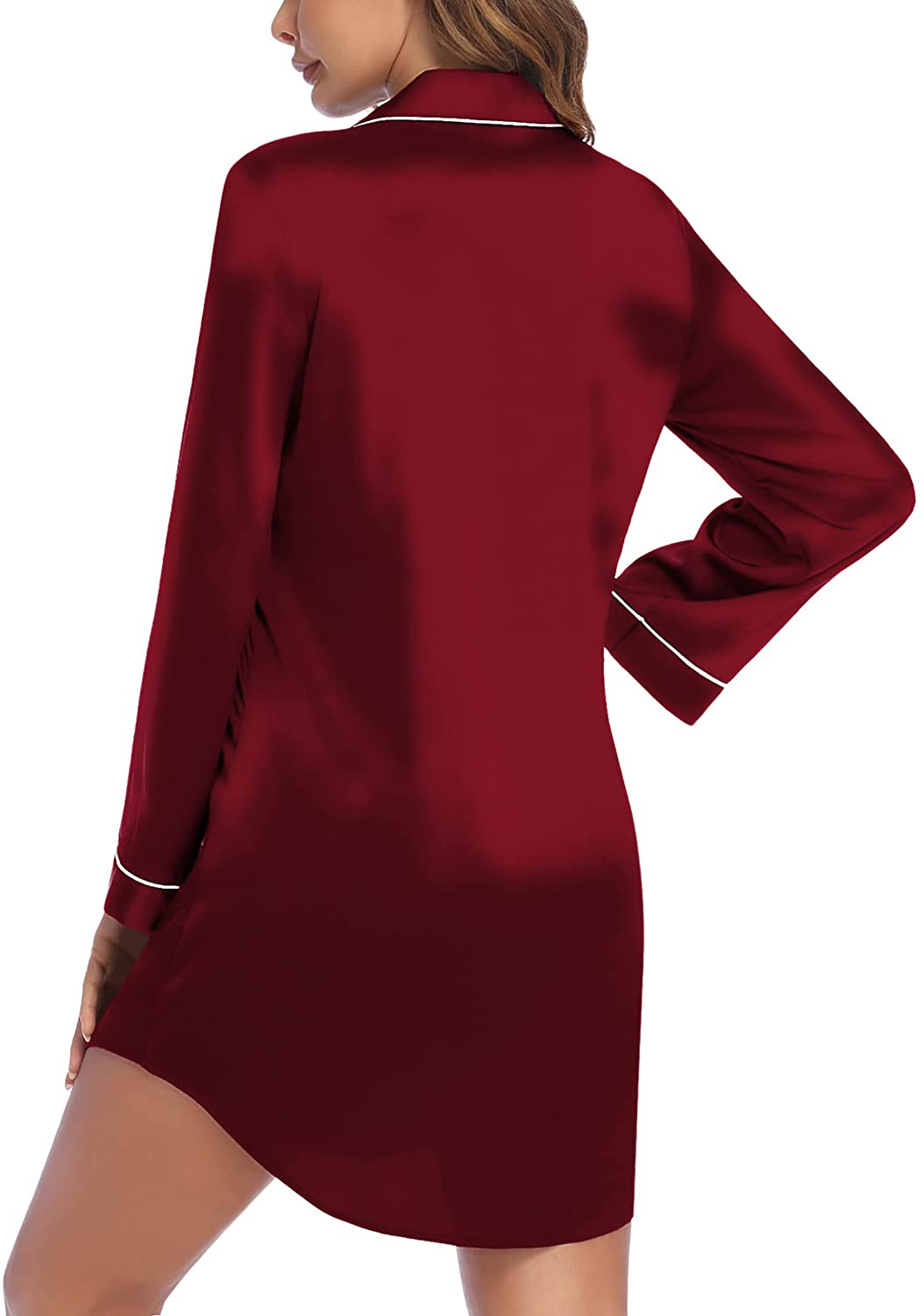 Ekouear Sleep Shirt for Women Boyfriend Long Sleeve Nightgown Nightshirt Button down Pajama Top S-XXL Apparel & Accessories > Clothing > Sleepwear & Loungewear > Nightgowns Kylie Max   