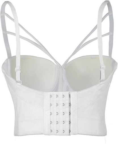 ELLACCI Women'S Sexy Cut Cross Strappy Gothic Bustier Tops Caged Cropped Top Apparel & Accessories > Clothing > Underwear & Socks > Lingerie ELLACCI   