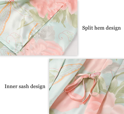 BABEYOND Long Print Kimono Robe Blouse Kimono Cover up Loose Cardigan Top Outwear Apparel & Accessories > Clothing > Sleepwear & Loungewear > Robes KYLIE MAX   