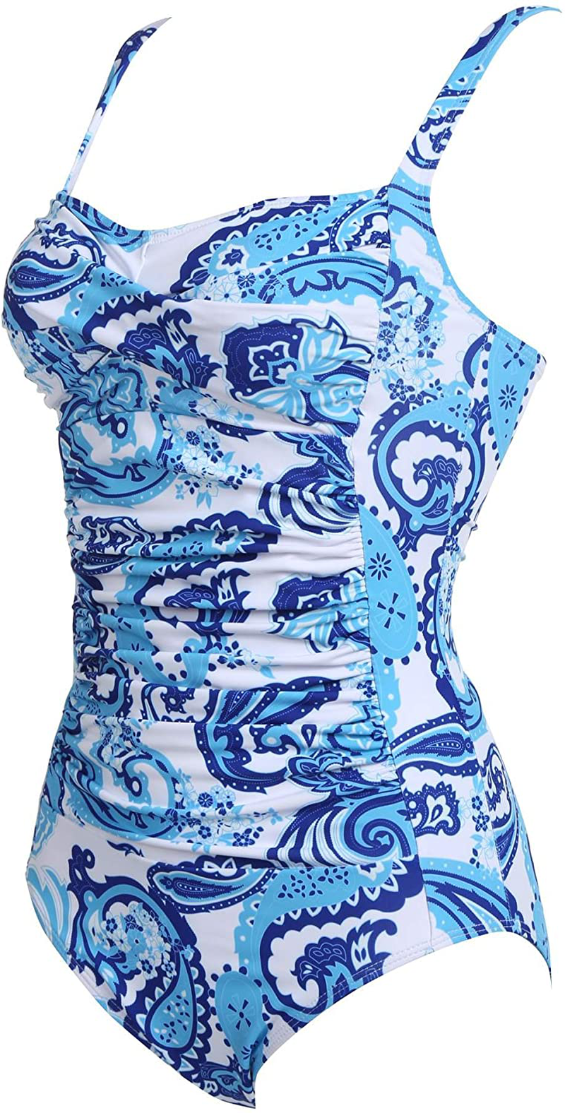 Ekouaer Womens One Piece Swimsuit Elegant Inspired Vintage Pin up Monokinis Tummy Control Swimwear Shirred Bathing Suits Apparel & Accessories > Clothing > Swimwear Kylie Max   